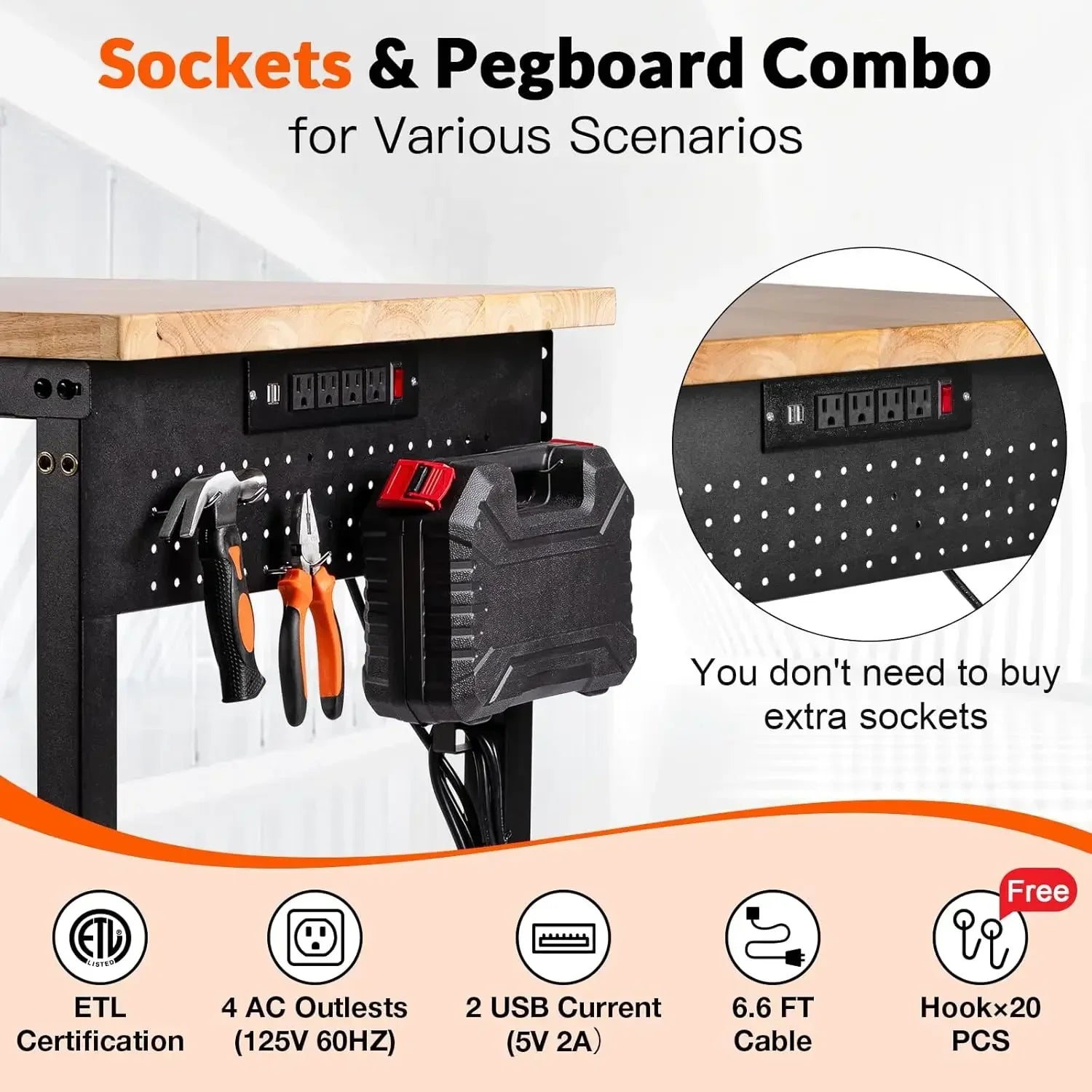 Customizable Adjustable Height Work Bench 48×24 Workbench for Garage with Under Table Shelf Heavy Duty