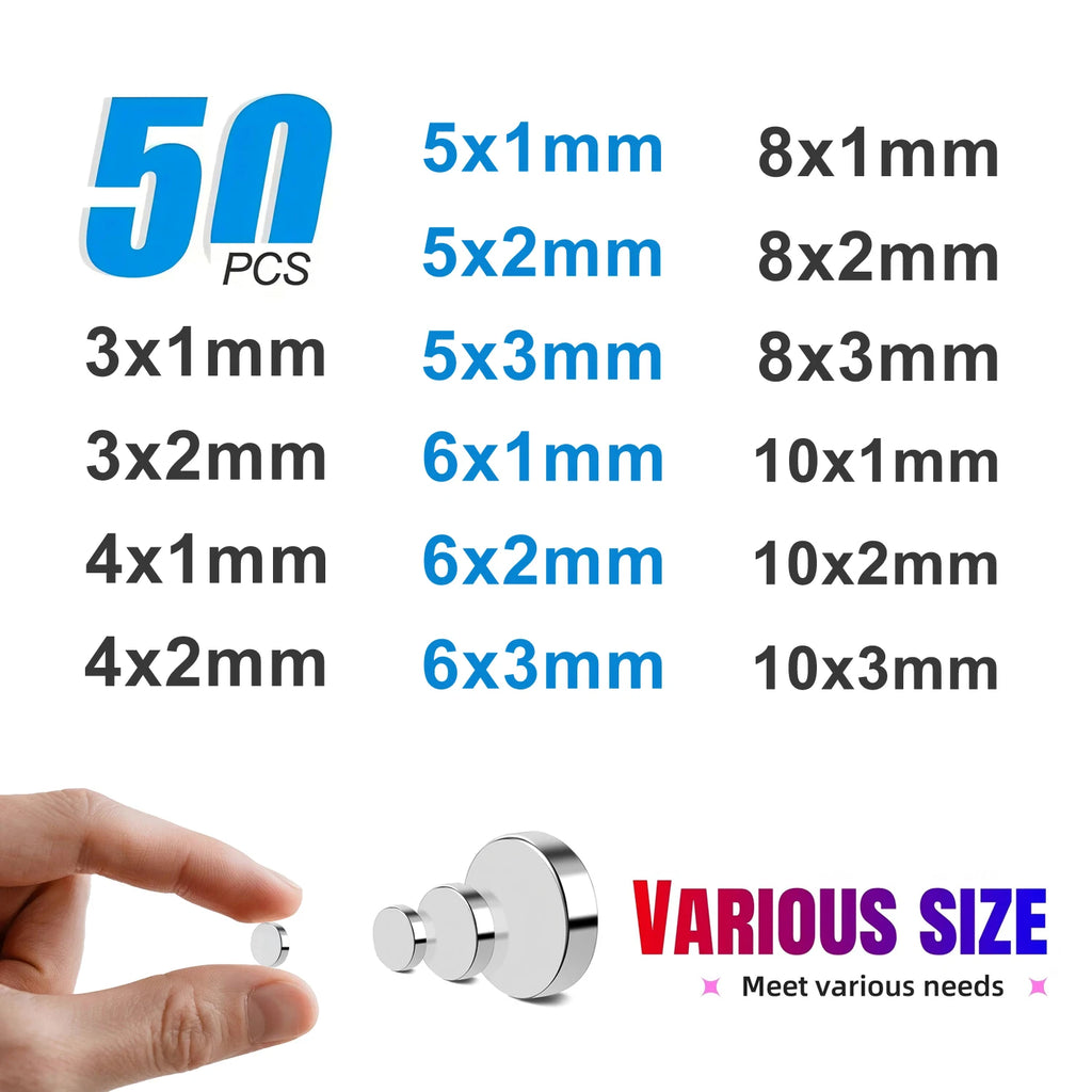 3x1/3x2/5x2/10x2/10x3mm Strong Magnet Refrigerator Magnets for Decoration/ Offices/ DIY Whiteboard, Kitchen/ Tool Storage