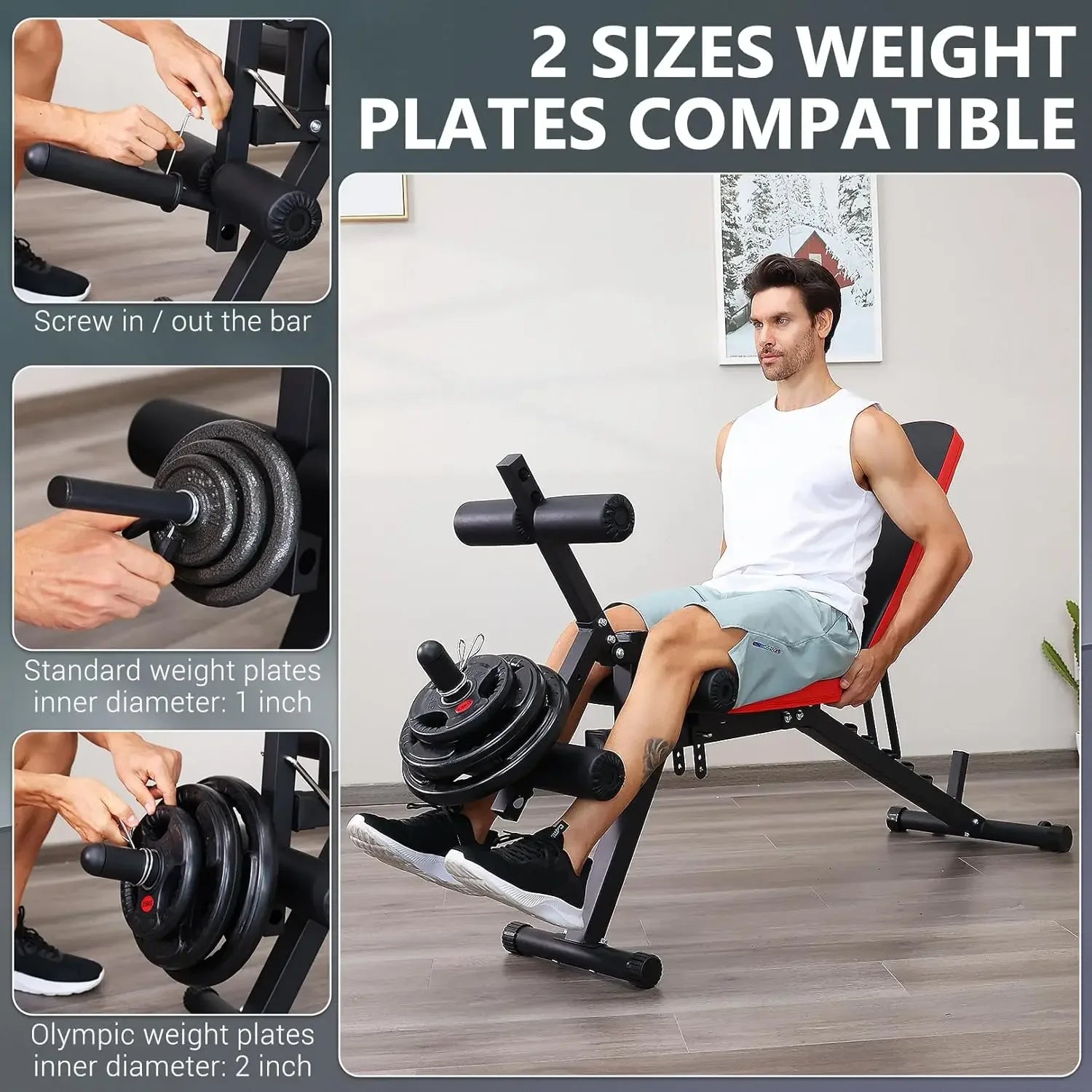 800LBS Adjustable Weight Bench, Workout Bench for Home Gym, Weight Bench with Leg Extension and Leg Curl, Preacher Curl Bench