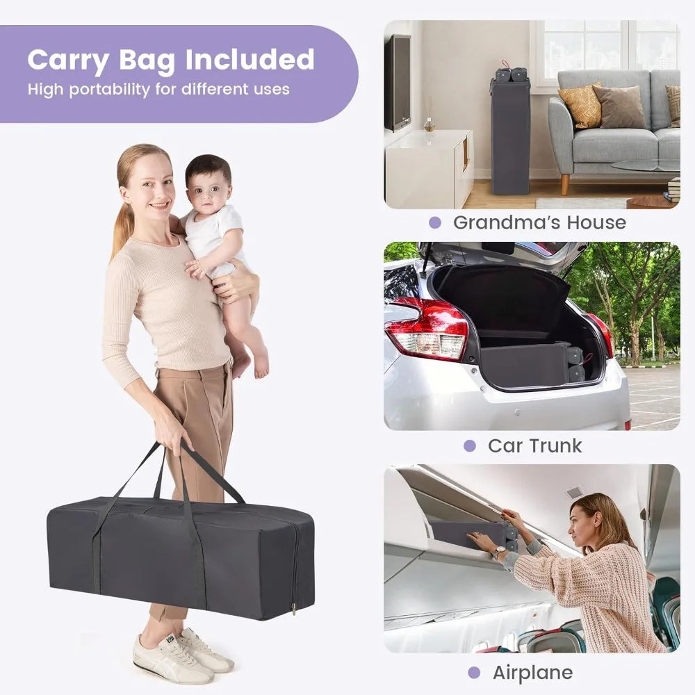 3 in 1 Pack and Play with Bassinet, Portable Baby Play Yard with Changing Table, Bassinet, Music Box, Whirling Toys, Wheels/Brakes