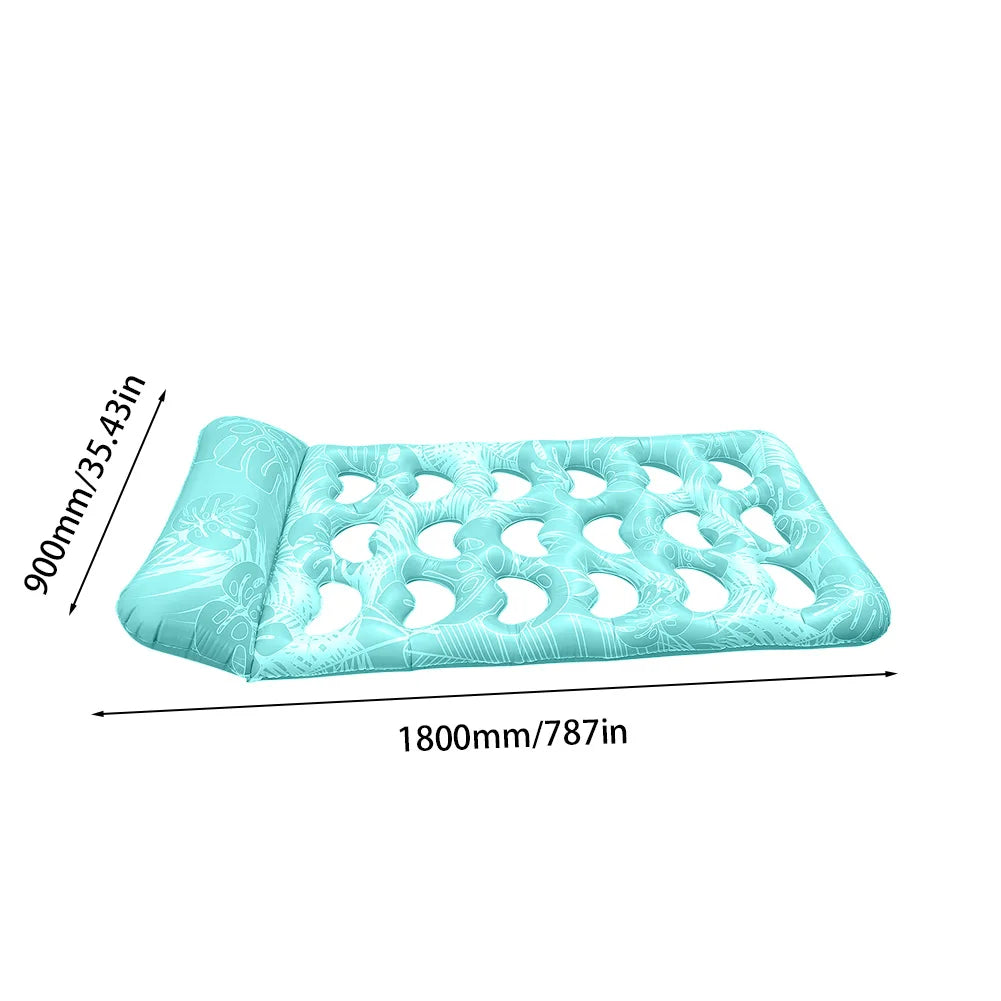 Inflatable Pool Float Lounger with Headrest Hammock Recliner Chair Portable Swimming Pool Air Mattress for Swimming Pool Party