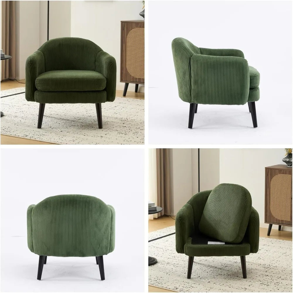 30.3" Wide Modern Barrel Accent Armchairs Set of 2 with Track Armrest, and Solid Wooden Legs
