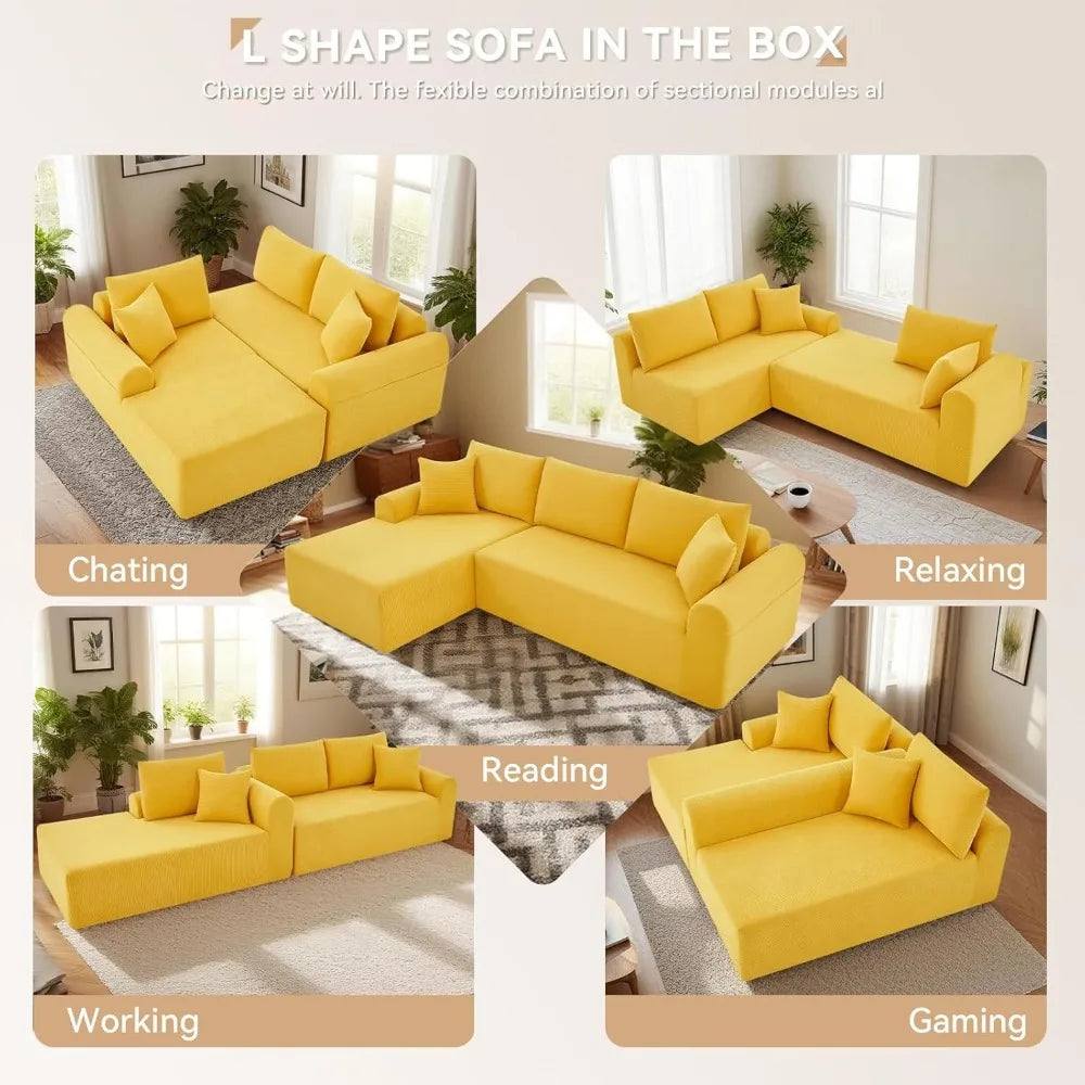 Cloud Modular Sectional Couch for Living Room,Modern L-Shape Sofa with Chaise, Upholstered, 103"