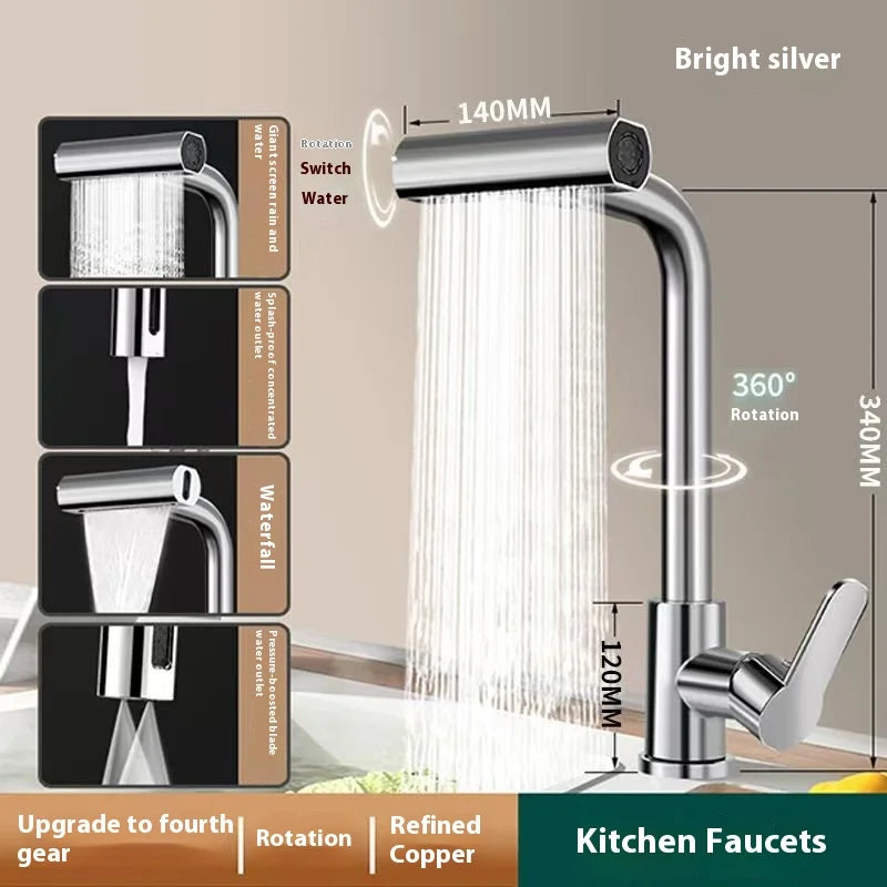 Kitchen Faucet, Rain Waterfall, Vegetable Washing Basin, Sink, Household Sink, Hot and Cold- Two in One, Pressurized Rotating