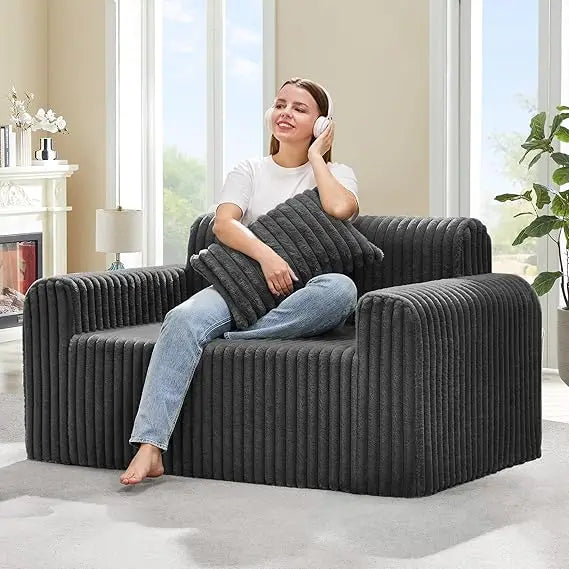 Compact 1- 2 Seater Foam Loveseat Sofa with Removable Cover and Pillows