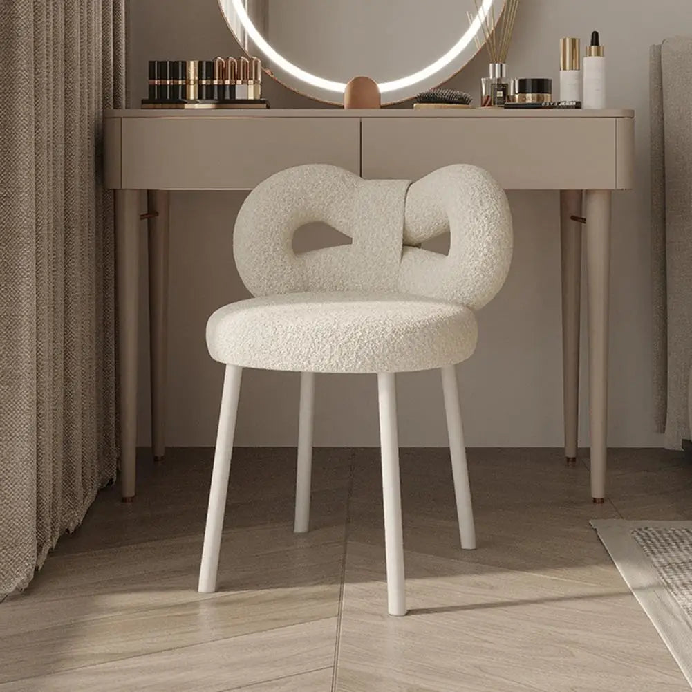Vanity Stool with Bowknot Backrest Living Room Women/Girls Bedroom Makeup Chair