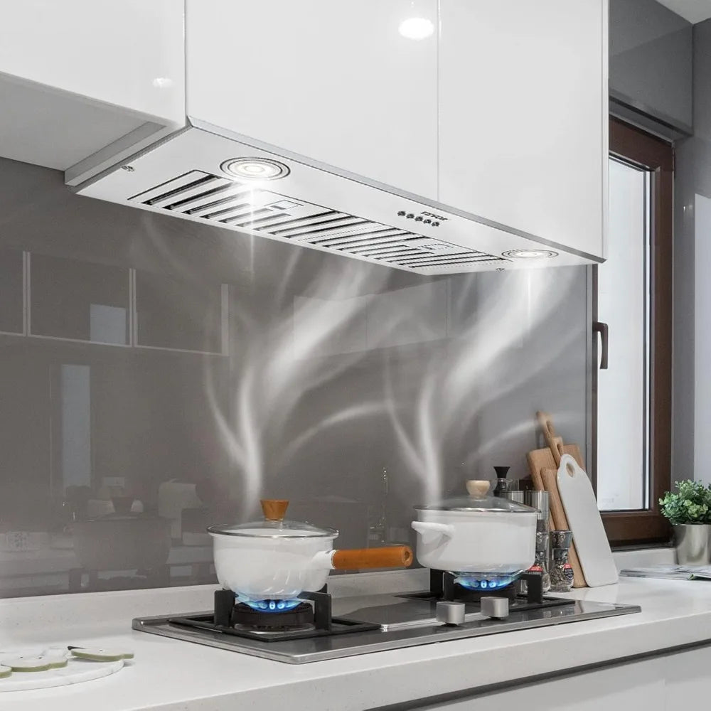 800CFM Insert Range Hood, 30" Stainless Steel Kitchen Vent with LED Lights, Baffle Filters, Ducted/Ductless Convertible