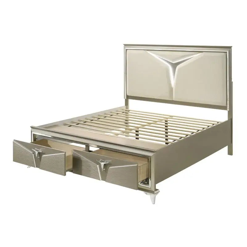 Modern Queen 4-Piece Bedroom Set with LED Headboard & Wooden Frame