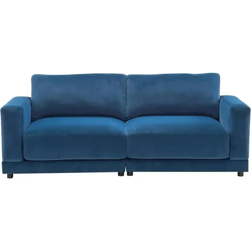 Modern 81" Square Arm Velvet 2-Seater Sofa with Wood Frame - Comfortable Loveseat