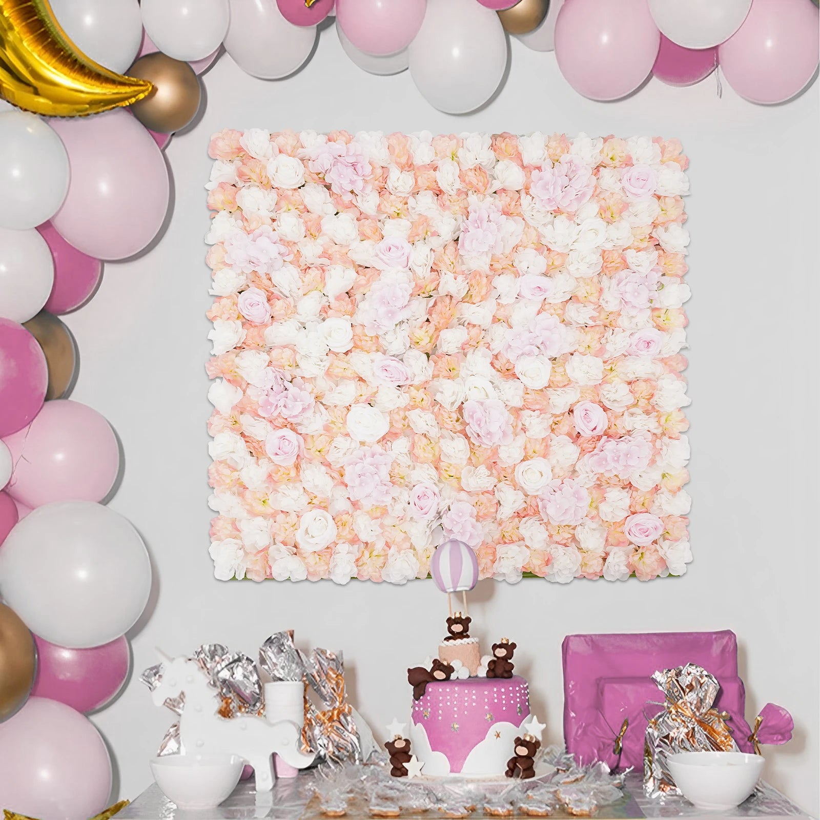 Artificial Flower Wall Panels, Flower Wall Mat Silk Rose Flower Panels, Artificial Flower Wall Background Outdoor, Indoor  For Weddings, Hotels, Parks, Commercial Streets