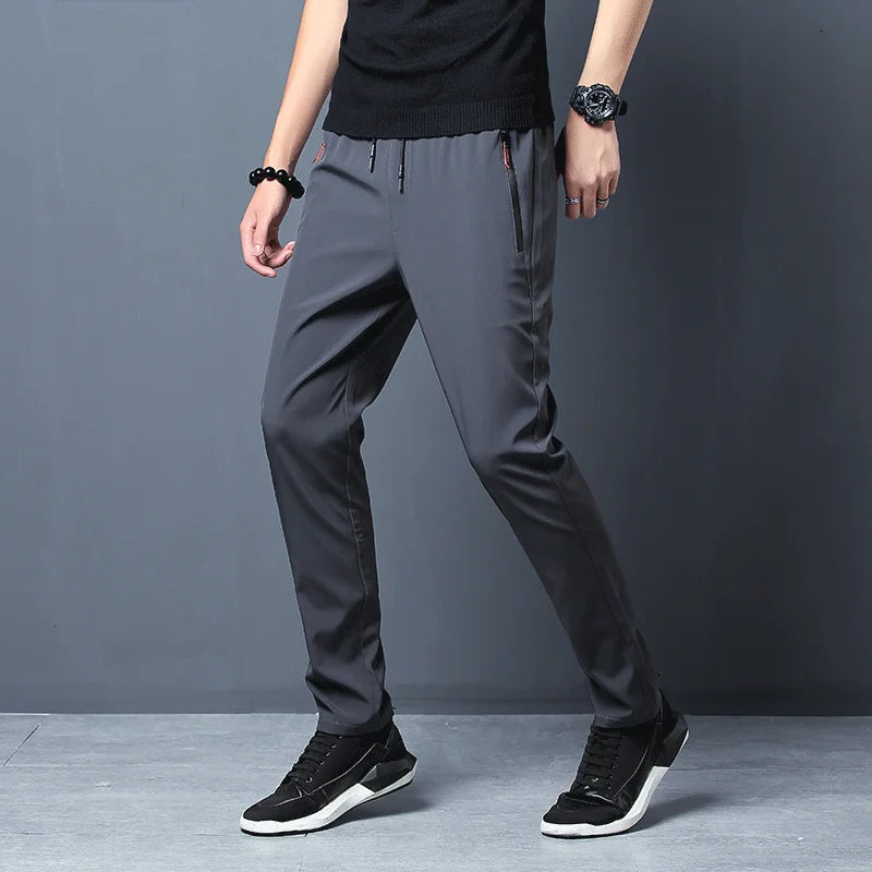Men's Casual Pants Business Stretch Slim Fit Elastic Waist Jogger / Classic Blue Black Gray Male Brand Trousers