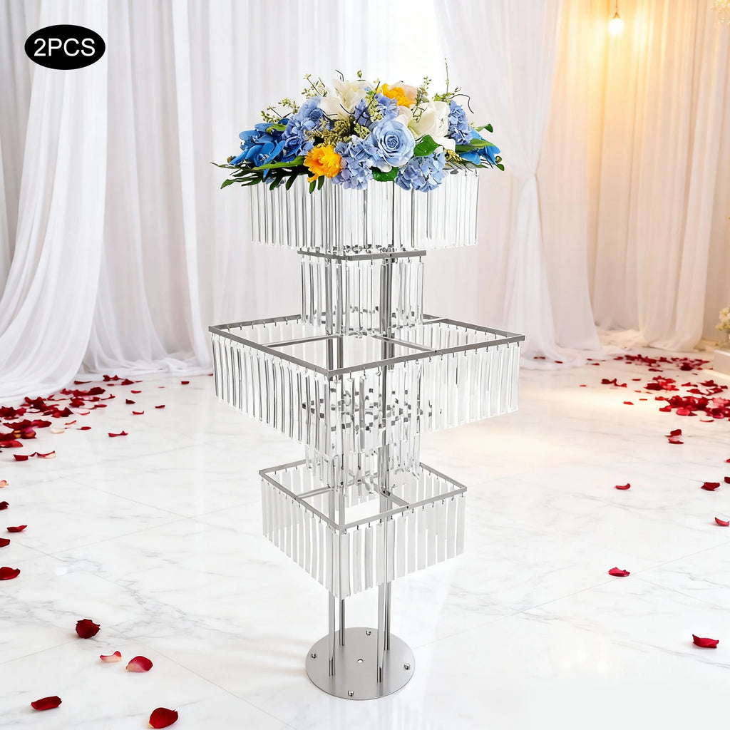 2pcs 5-Tier Flower Stand for Wedding Birthday Party Events Flower Vase Stand for Centerpieces Wedding Flower Stand Gold/silver