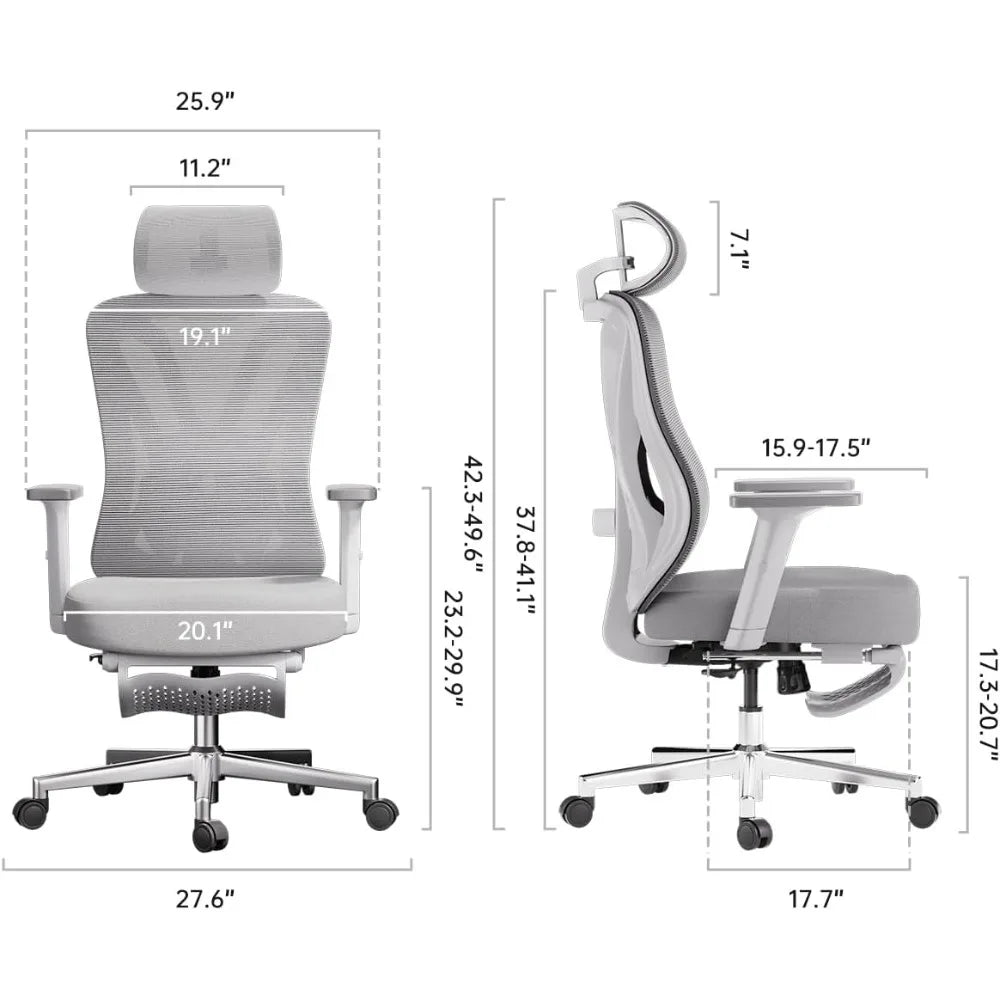 Ergonomic Mesh Office Chair with Adjustable Lumbar Support and Height, Plus Footrest for Comfortable Computing