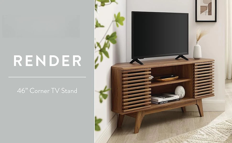 Modern Low Profile Corner Media TV Stand 15 x 46 x 23
