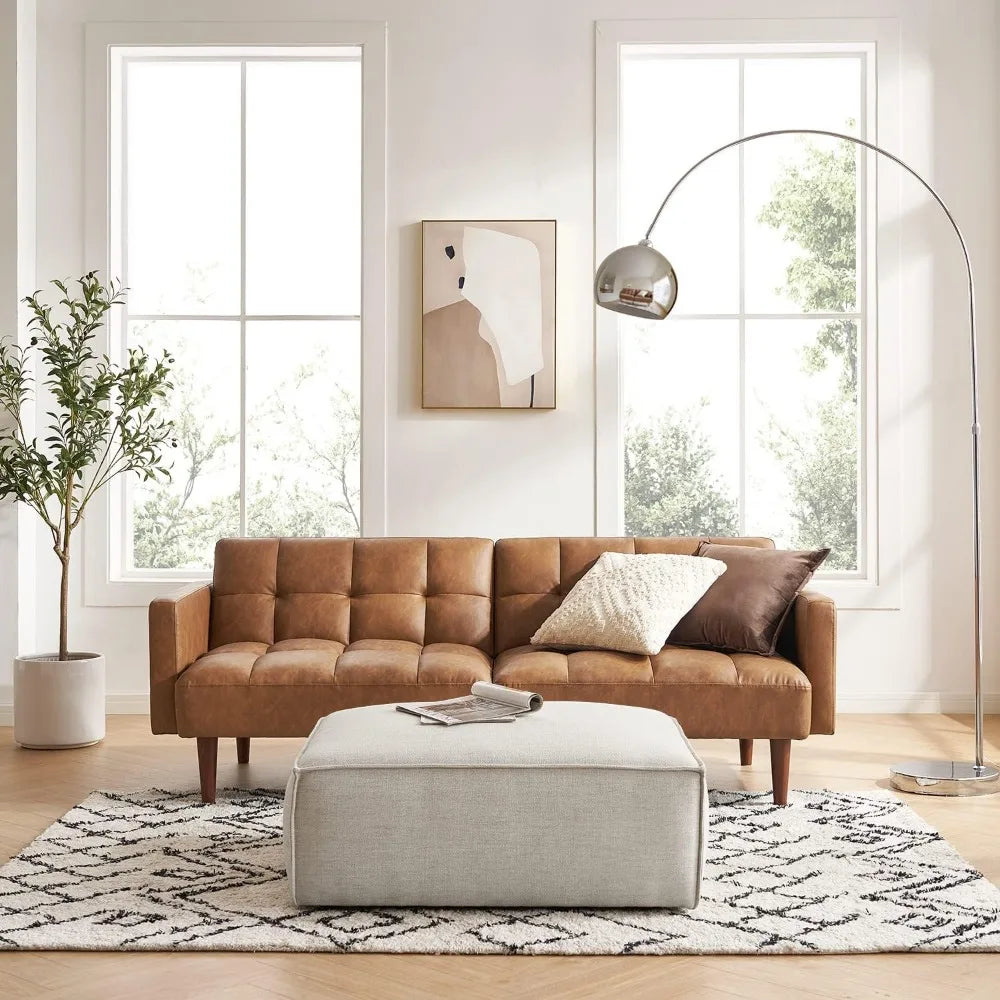 Aaron 76.8" Couch, Small Futon Sofa Bed, Sleeper, Loveseat, Mid Century Modern Futon Couch, Couches for Living Room