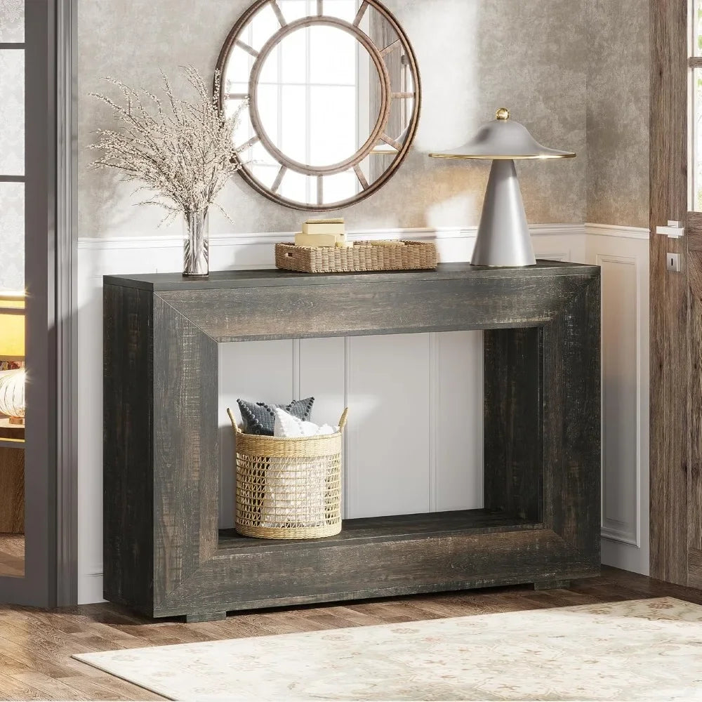 Budget-Friendly Rustic Farmhouse Entry Console Table - 47" Storage-Friendly Accent Furniture for Hallways and Living Spaces
