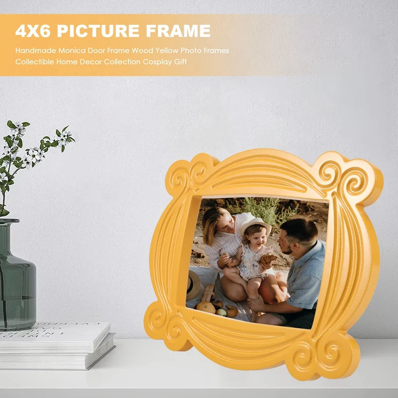 Handmade Door Frame Wood /Yellow Photo Frames/ Collectible Home Decor Collection /Cosplay Gift