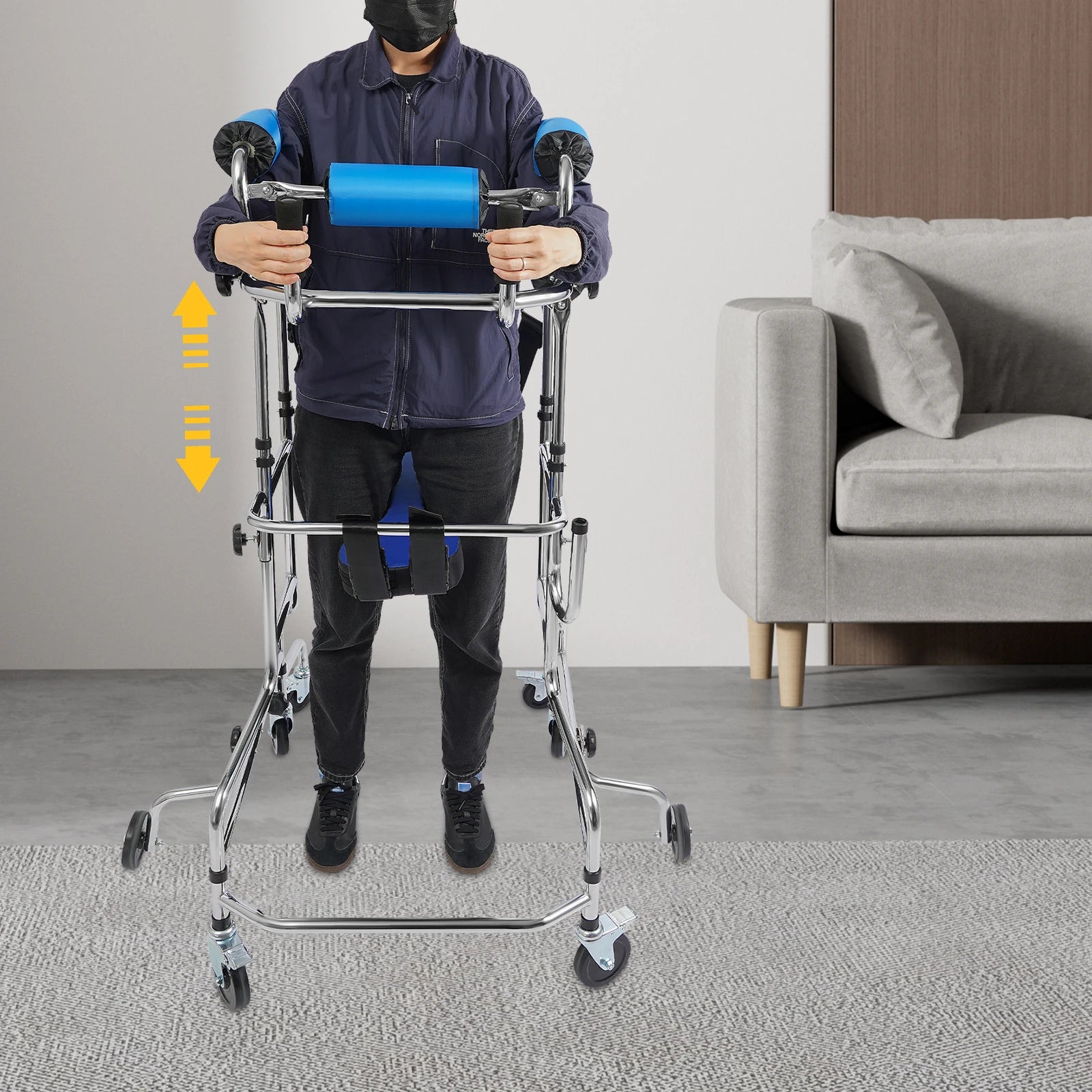 Rollator Walker 8-Wheel Adjustable Mobility Aid, 220lbs Capacity, Seat & Brakes for Elderly, Rehabilitation