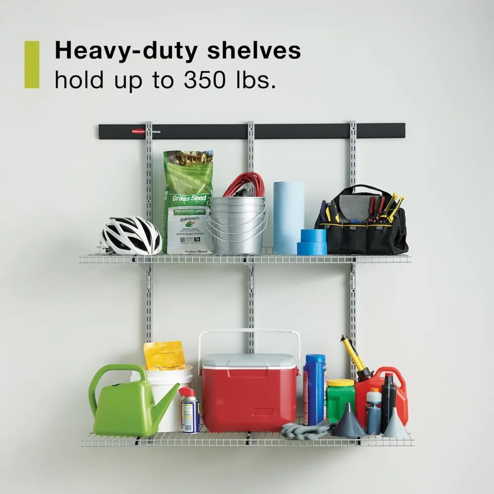 Rubbermaid FastTrack Wall Storage System: 48x16 3-Tier Kit, Supports 350 LBS per Shelf, Ideal for Home, Garage, Shed, or Workshop