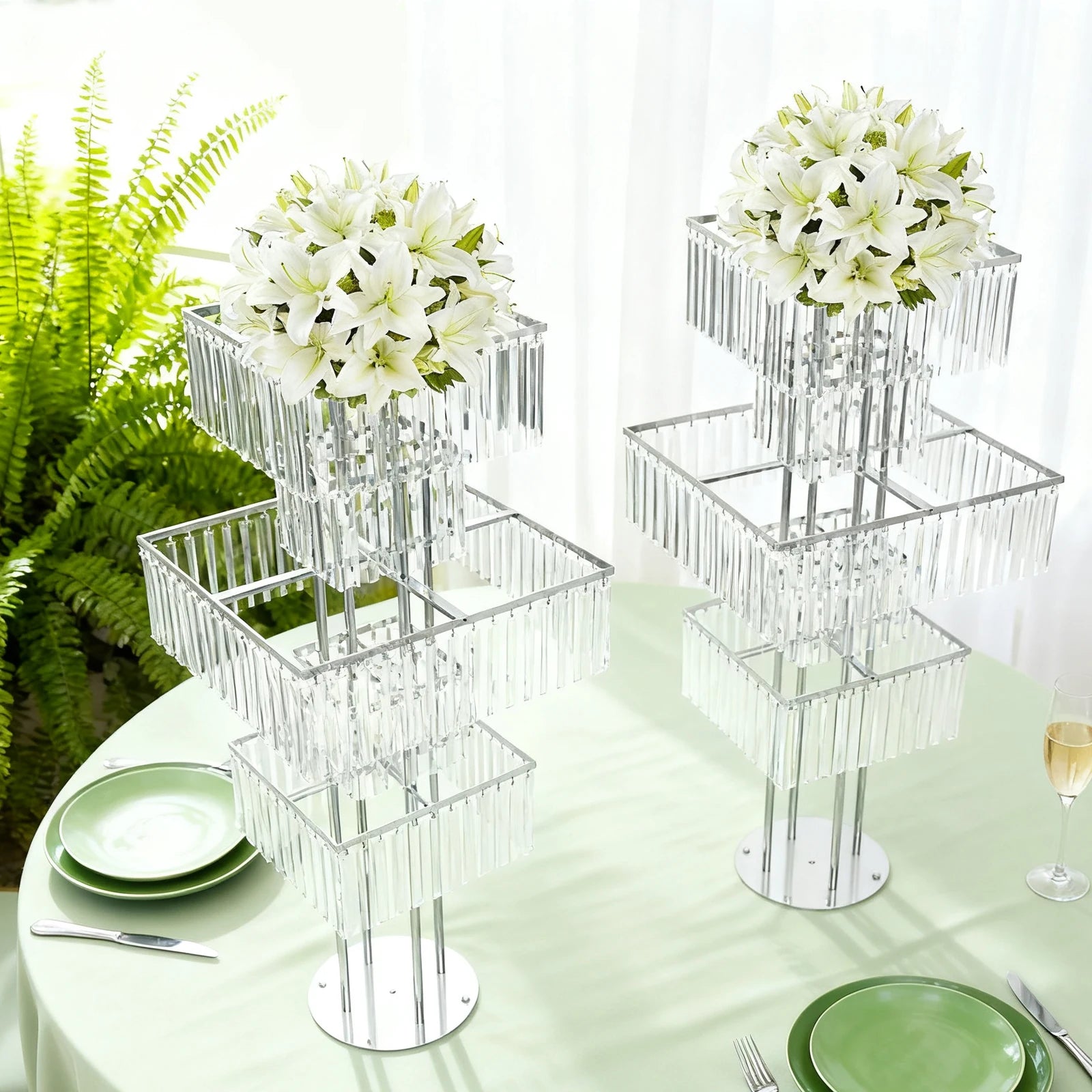 2pcs 5-Tier Flower Stand for Wedding Birthday Party Events Flower Vase Stand for Centerpieces Wedding Flower Stand Gold/silver