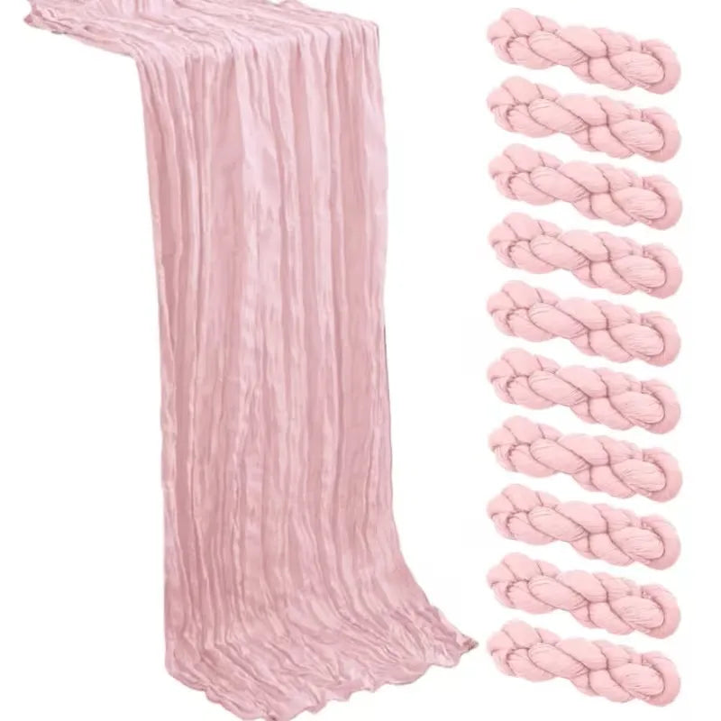 10 Pack  Polyester Cheesecloth Table Runner 21×120 Inch,  Boho Sheer Gauze Fabric Table Runner, Rustic Table Centerpiece for Romantic Wedding, Baby Shower and Party Decoration