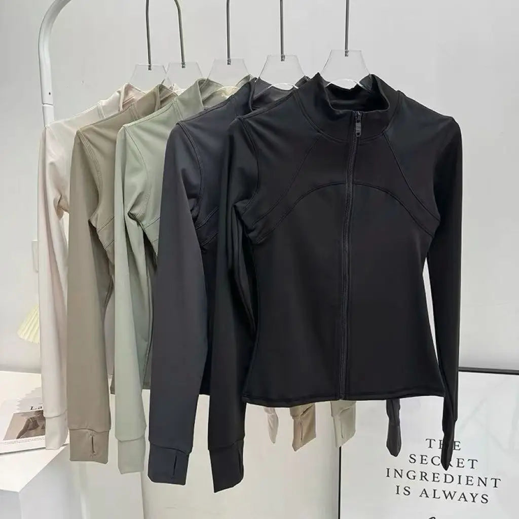 Yoga Suit Women's High-end Standing Collar Long Sleeved Sports Jacket Running Training Fitness Top Windproof Running Suit