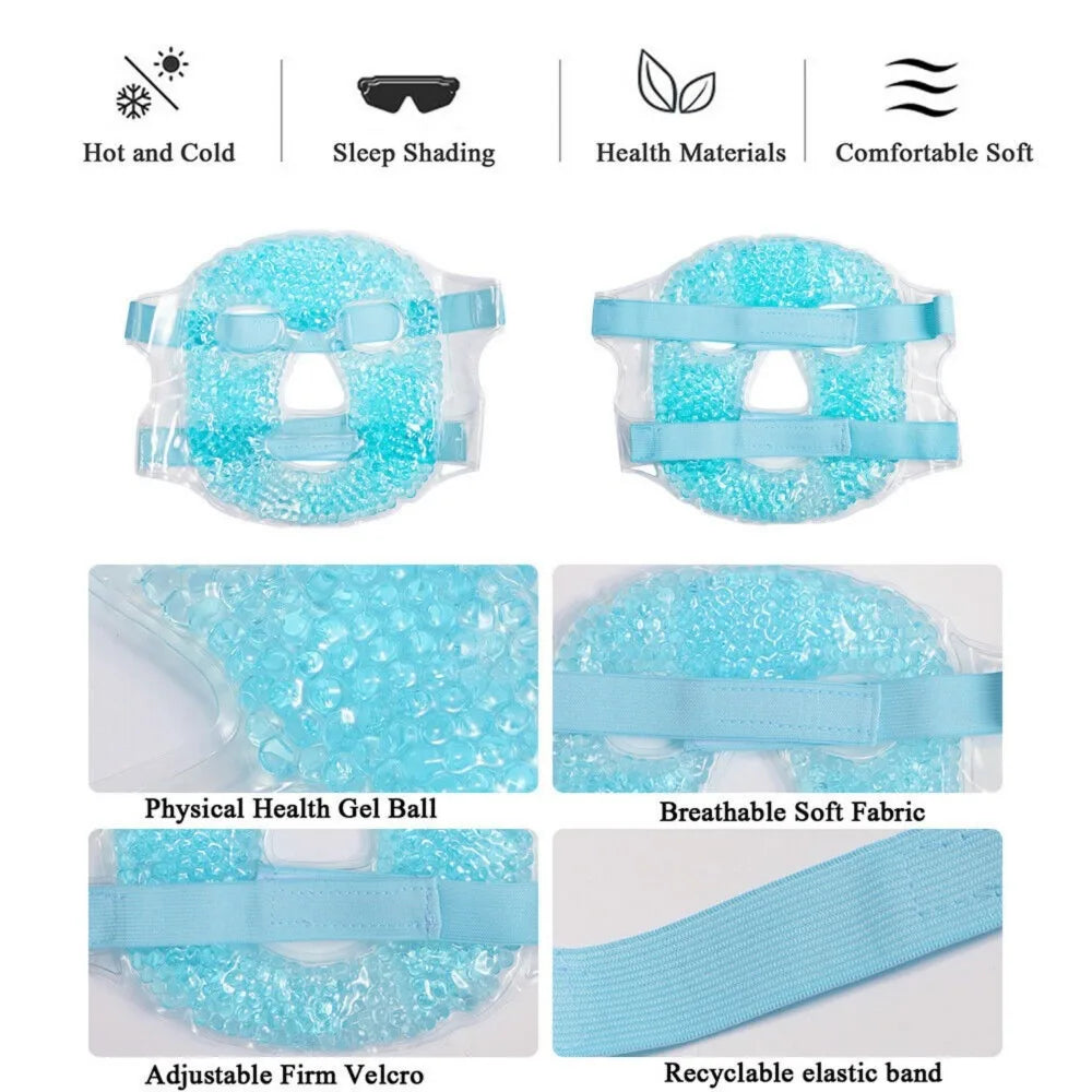 Full Face Therapy Mask with Gel Beads - Hot/Cold Compress & Reusable