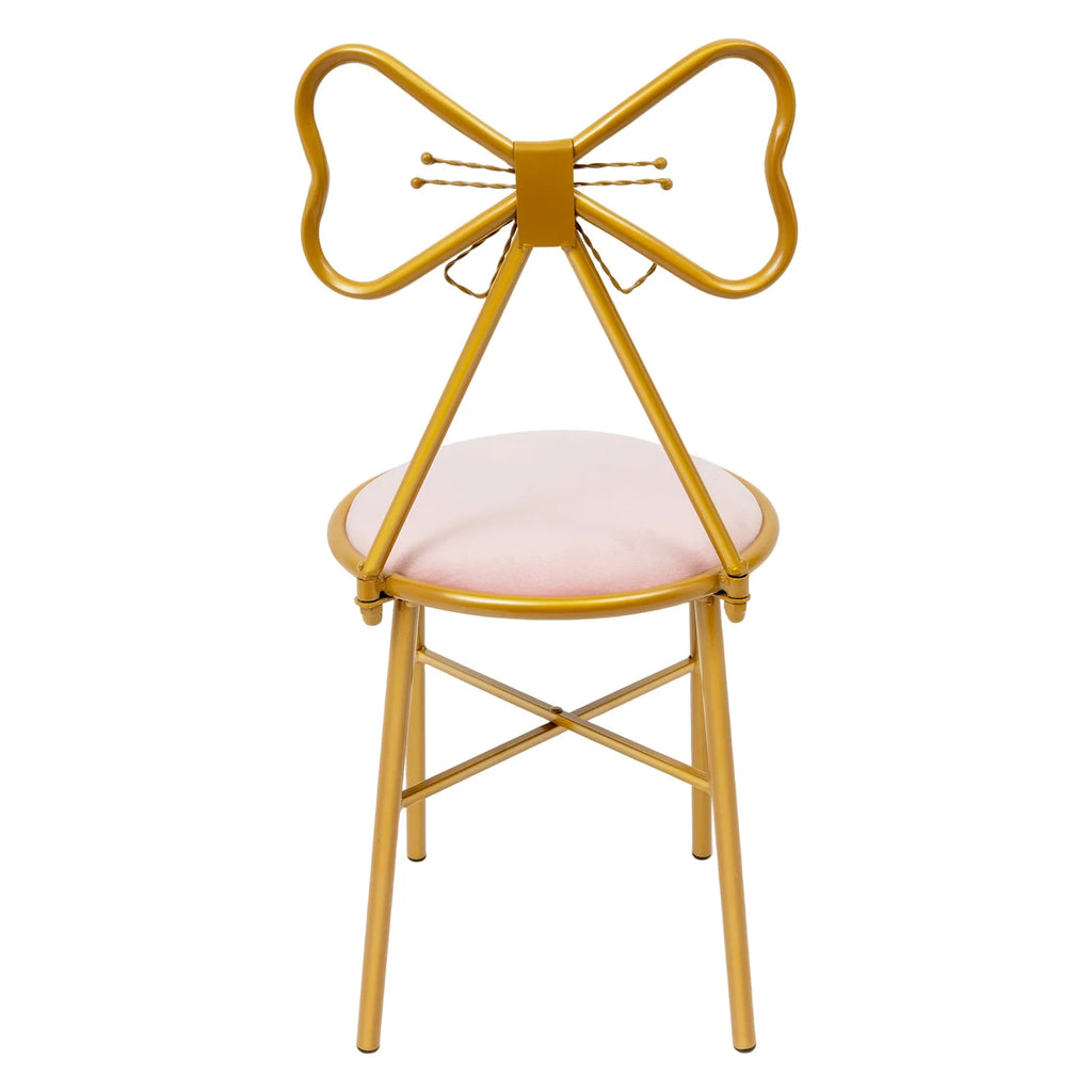 Elegant Pink Butterfly Backrest Chair with Soft Cushion, Iron Frame Dining Chair for Living Room Bedroom and Cafe Decor