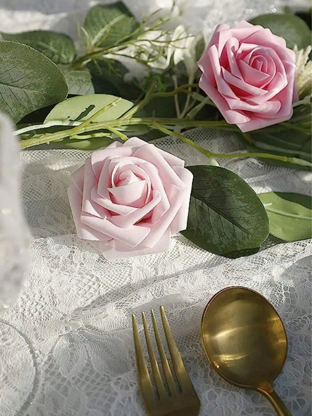 25pcs/Set Artificial Foam Rose Flowers/ Realistic Fake Roses/ Stem For DIY Wedding Bouquets /Centerpieces Bridal Shower/ Party/ Home Decorations