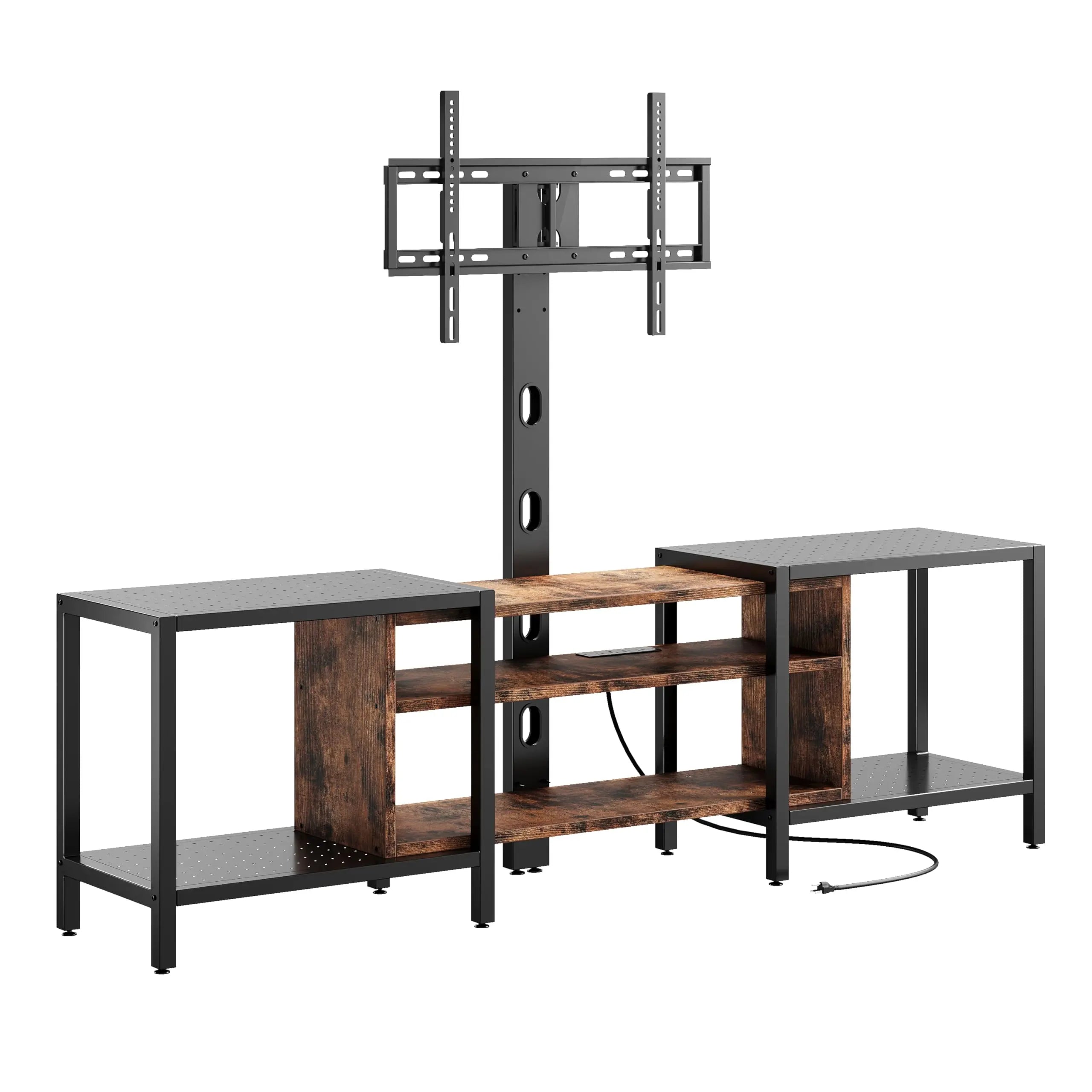 79" TV Stand for TVs up to 85" with Mount and Power Outlet, 3 Tiers TV Console with Storage Shelves