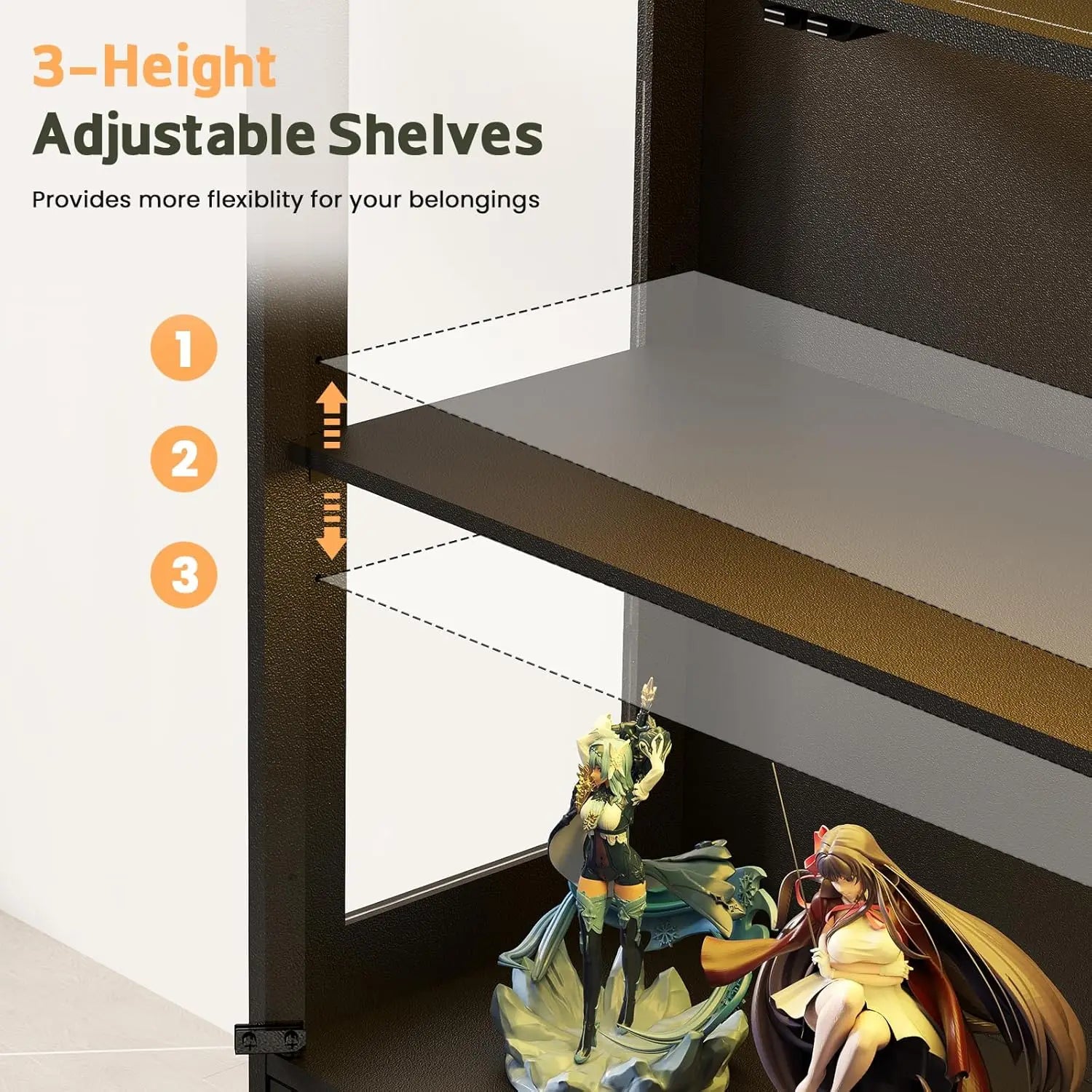 Display Cabinet with Glass Doors - 67" Curio Cabinet for Collectibles with RGB LED Lights and 2 Drawers,4 Tier Glass Display