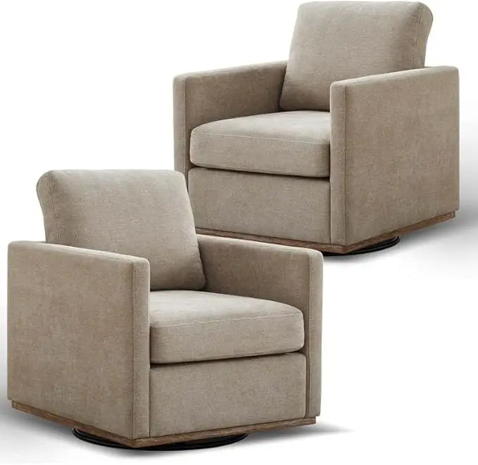 Swivel Accent Chair Set of 2, 360 Degree Square Swivel Barrel Chair for Living Room/Bedroom