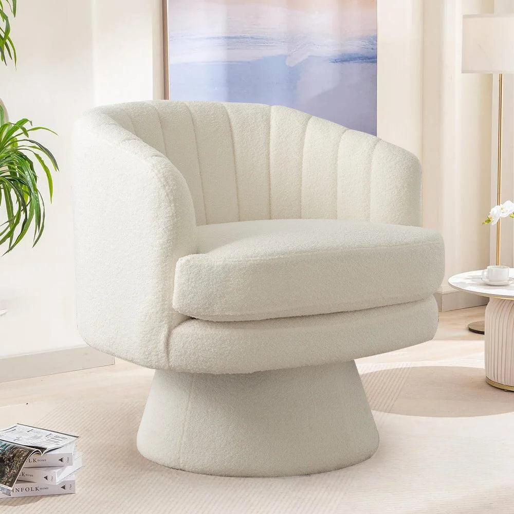 Swivel Accent Chair with Armrest, Modern 360 Degree Swivel Barrel Chair with Curve Back for Living Room,Bedroom,Waiting Room