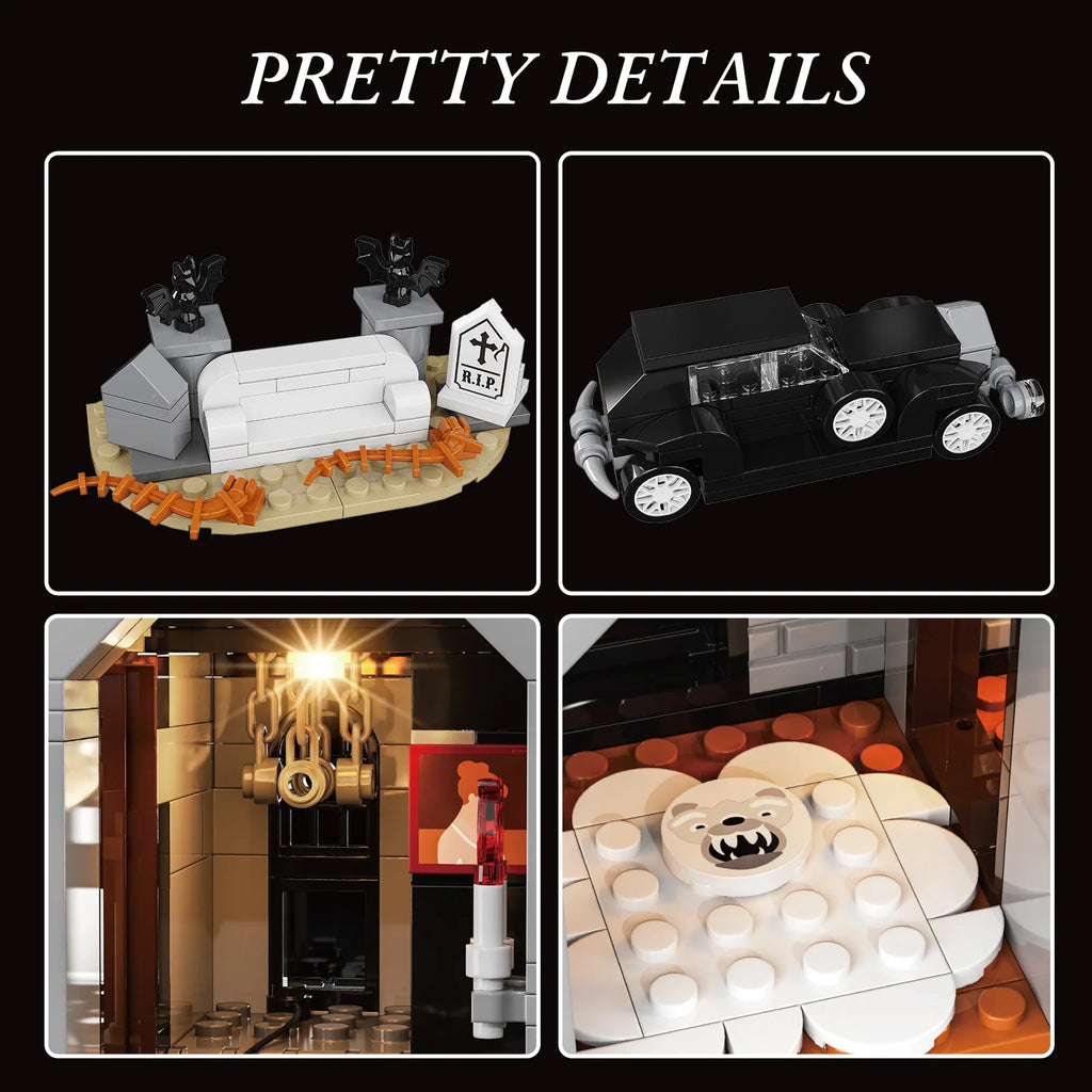 Gothic House Building Blocks Set/ Nightfall Manor Architecture /Bricks Creative Home Decoration/ Desktop Ornament/ Halloween Gift for Adults