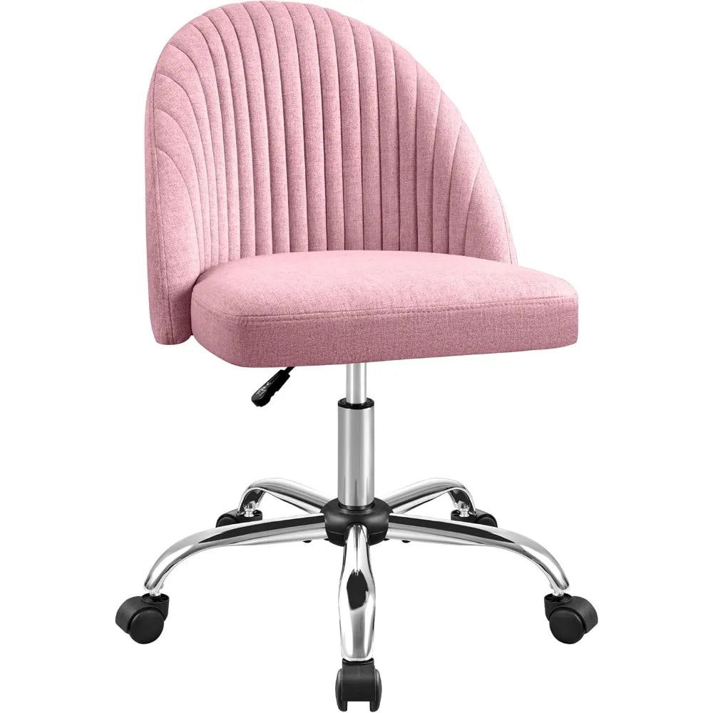 Office Chair, Armless Desk Chair, Modern Adjustable Swivel Padded Fabric Vanity Task/ Computer Chair Home Office