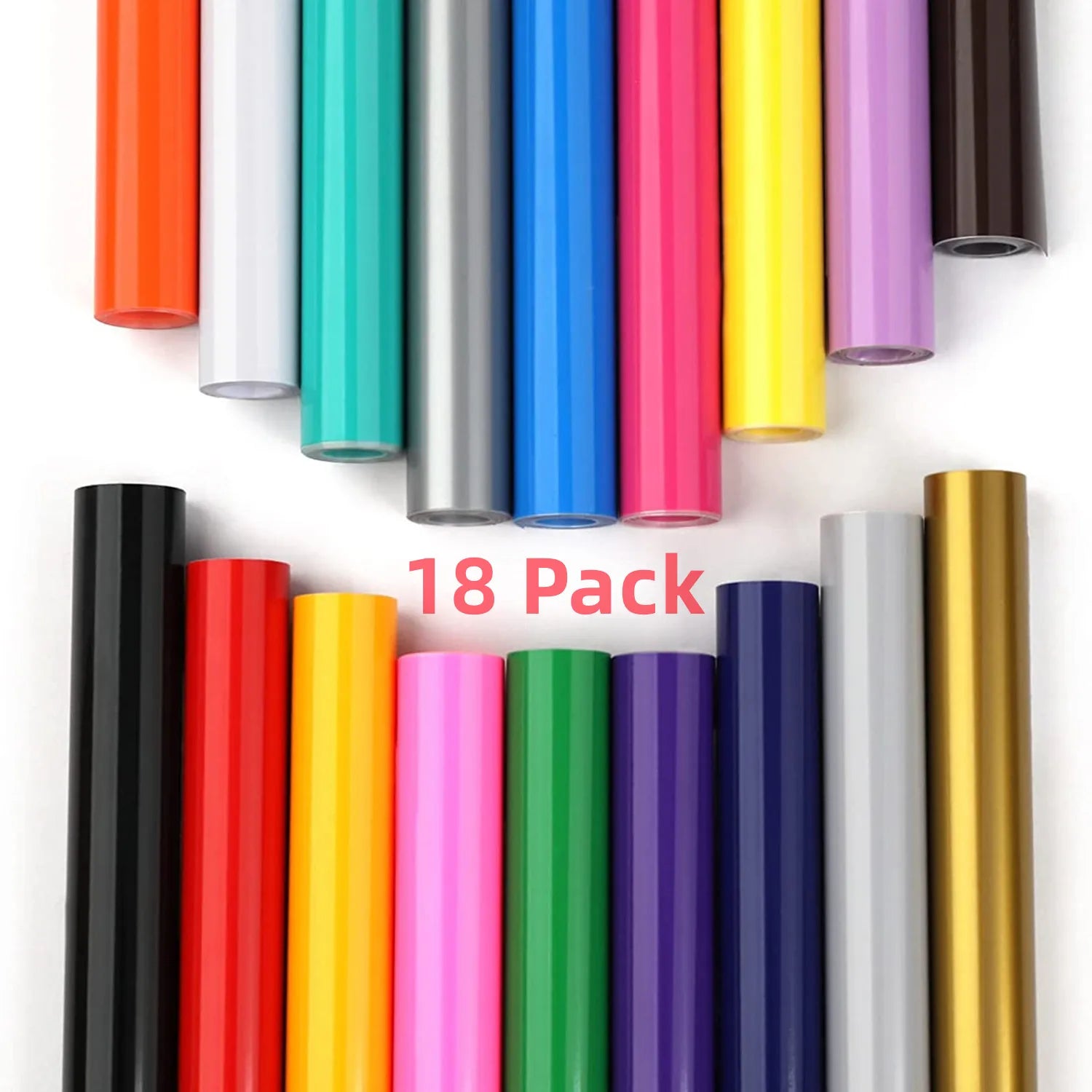 Permanent Vinyl Roll 18 Pack 12X3ft Multi Colors Permanent Adhesive Vinyl Roll for Cricut Craft DIY Cup Glass Phone Case