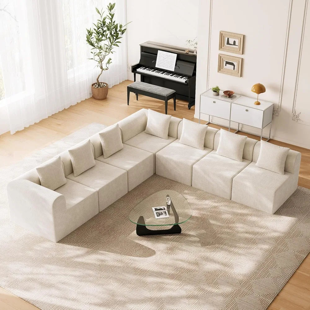 Modular Sectional Couches for Living Room with Deep Seat, L-Shape Cloud Sofa Couch, High Density Memory Foam, Boneless