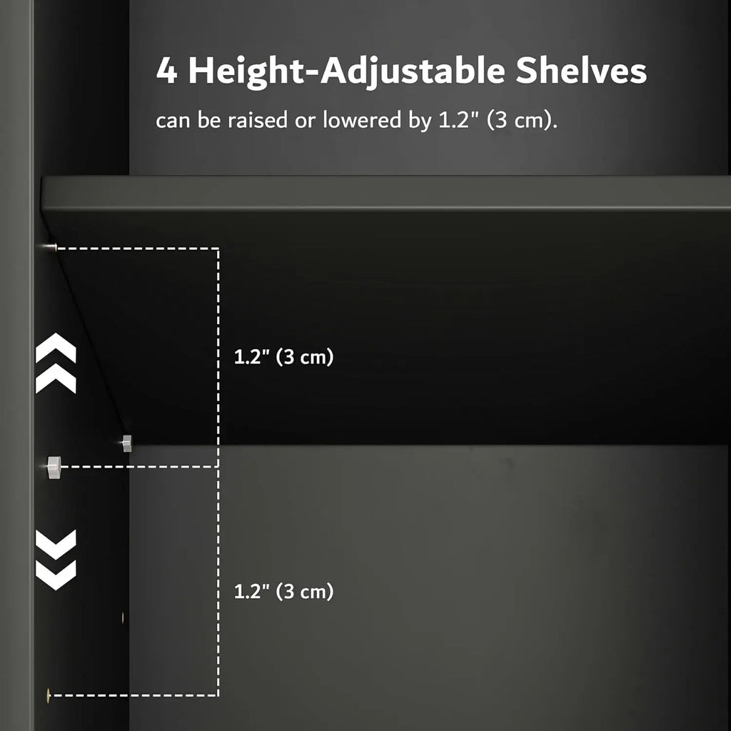 55" Black Sideboard Buffet Cabinet with Glass Doors LED Lights Adjustable Shelves for Kitchen Living Room, Customized