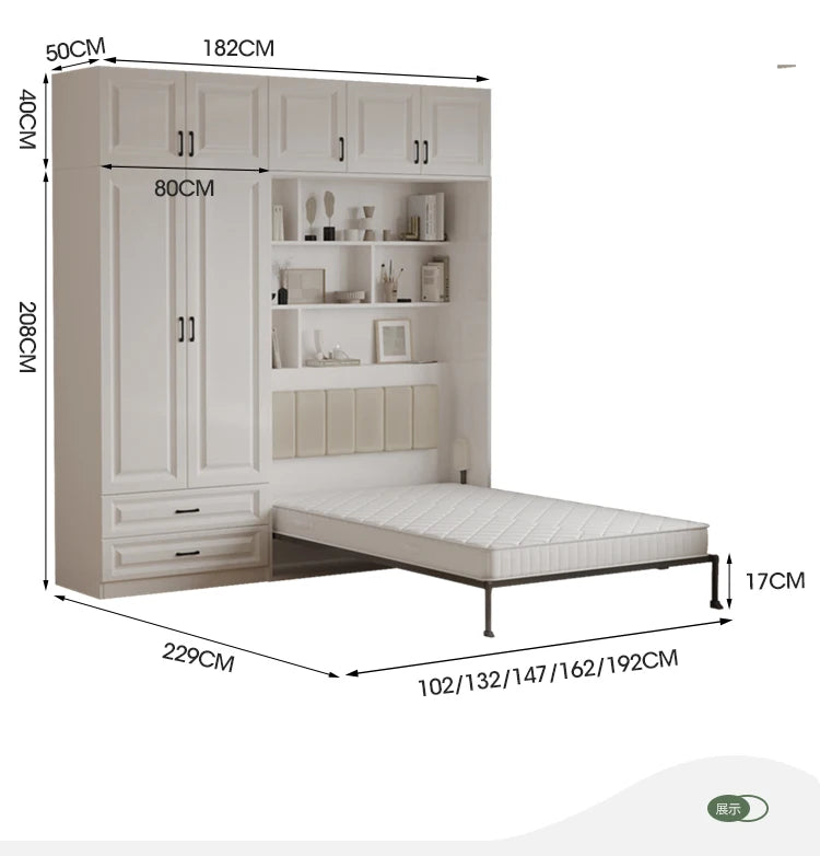 Full Murphy Bed With Closet Organizer With Drawers Full Size Bed Space-Saving
