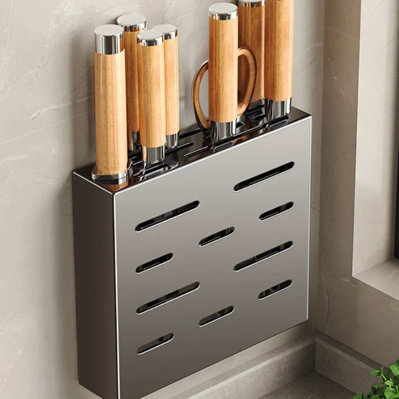 Kitchen Knife Storage Box, Knife Holder, Non-Perforation, Wall-Mounted Rack, Kitchen Items, Kitchen Accessories Organizer