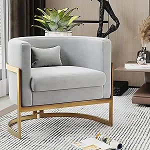 Upholstered Velvet Accent Barrel Arm Chair