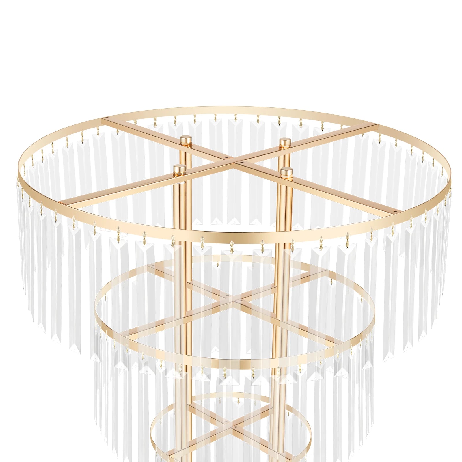 3 Tiers Crystal Wedding Flower Stand 50*90cm,Centerpieces Vases with Clear Crystal Pendants,for Wedding Events/Birthday Party/ Home Decor