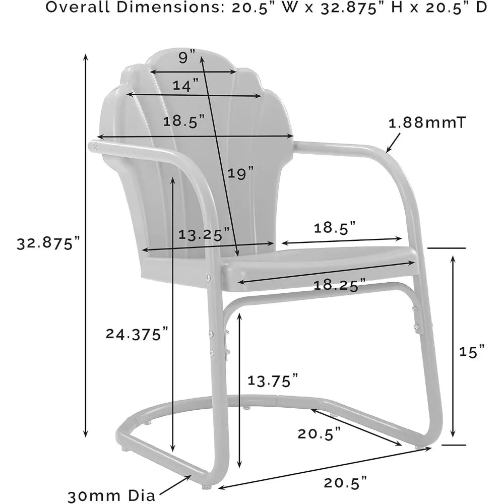 Retro Pink Tulip Outdoor 3-Piece Patio Chair and Side Table Set