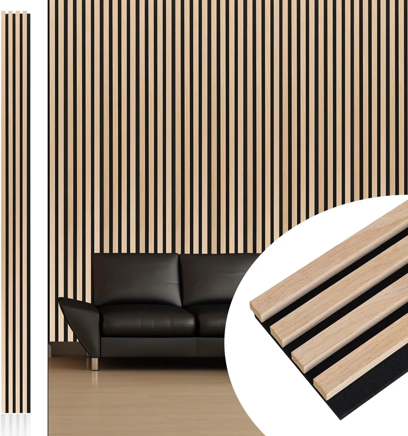 Wood Wall Panels, 9 Feet Acoustic Slat Wall Panels, Decorative Slat Wall Paneling, Natural Oak, 6-Piece