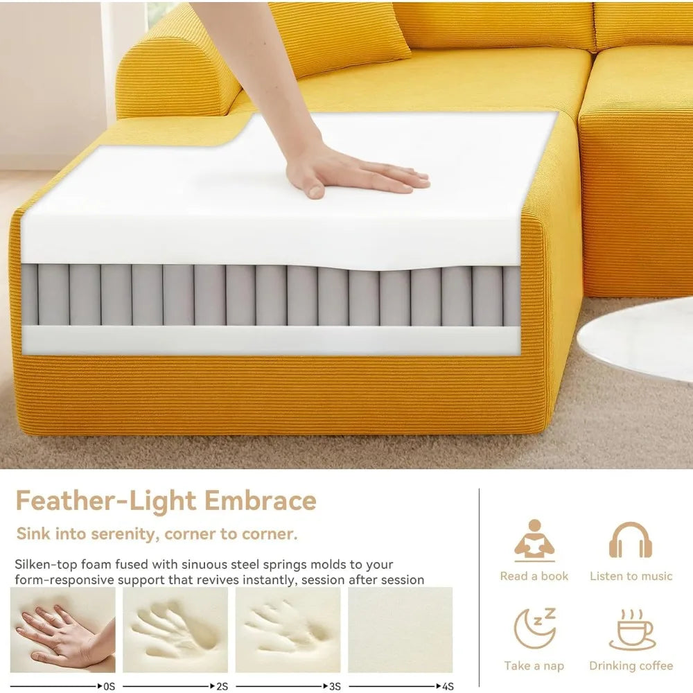 Cloud Modular Sectional Couch for Living Room,Modern L-Shape Sofa with Chaise, Upholstered, 103"