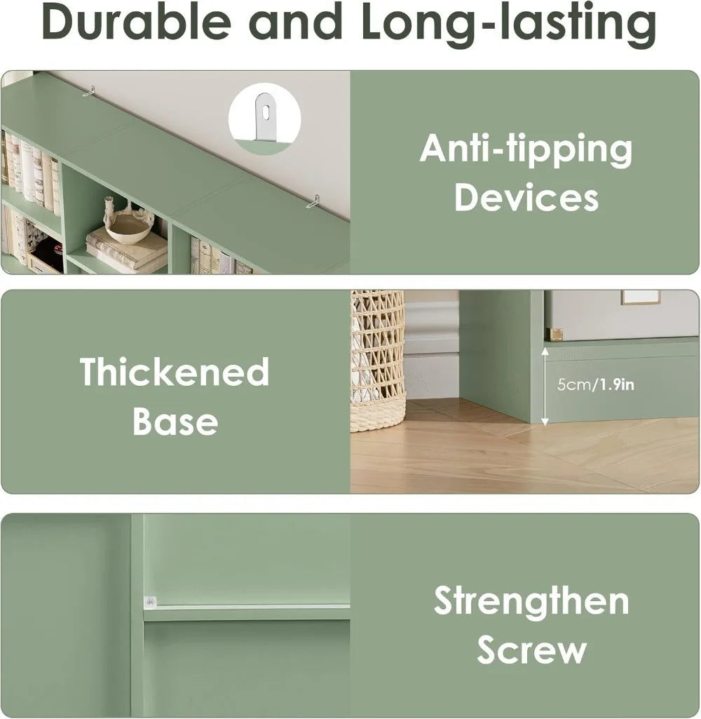 6 Tier Large Bookshelf, Triple Wide Bookcase with 17 Open Shelves, 74'' Tall for Living Room/ Home Office