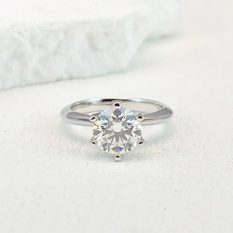 0.5-5ct Moissanite Ring For Women 925 Sterling Silver with White Gold Plated Lab Diamond Engagement/ Wedding Band/ Jewelry