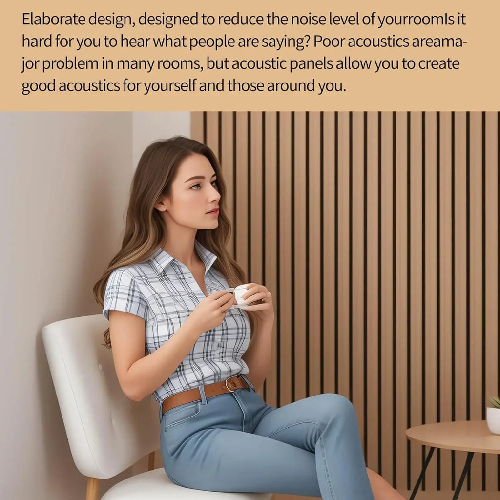Wood Slat Wall Panels - Modern Wood Panels for Wall, 3D Fluted Sound Absorbing Panel with Wood Finish