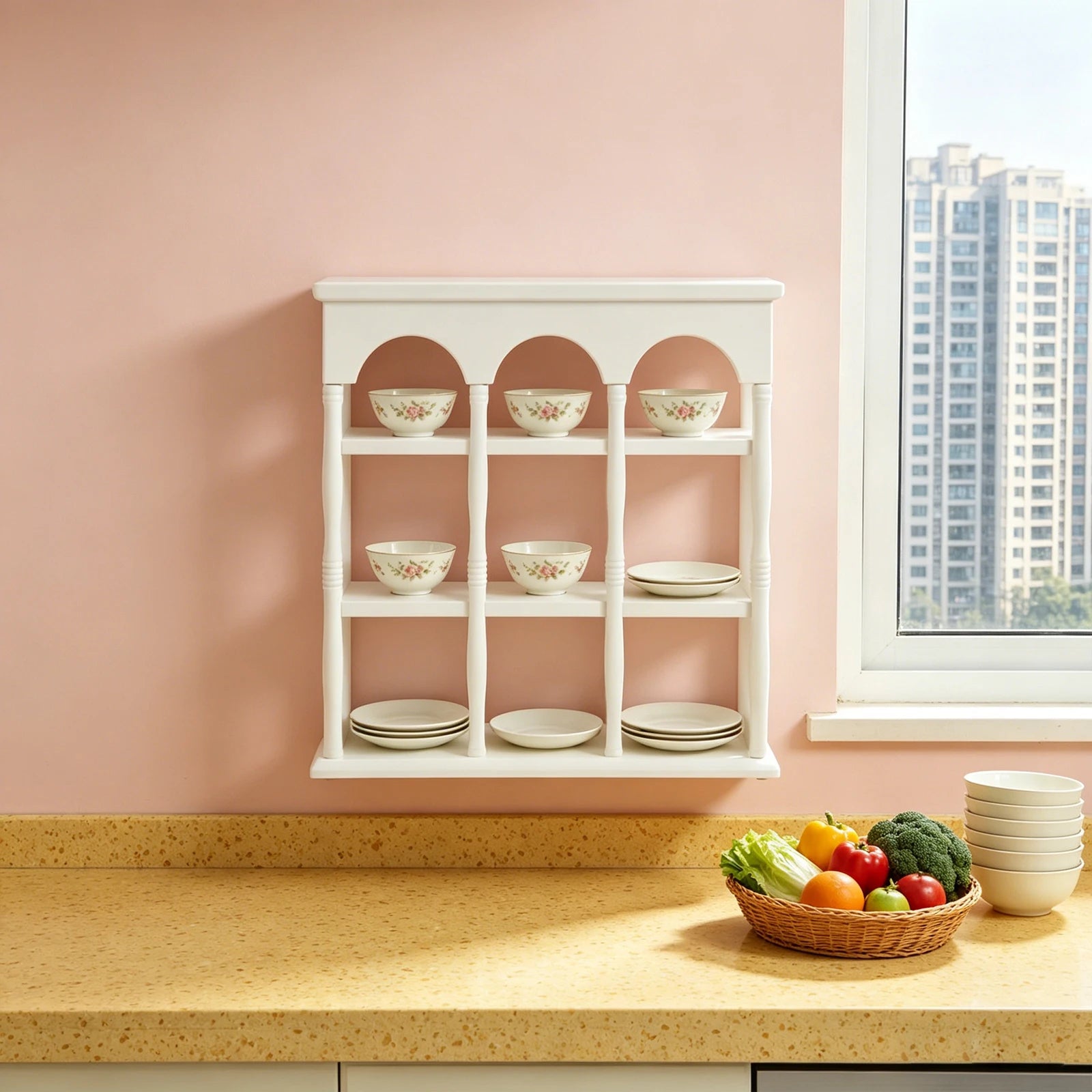 Coffee Mug Display Rack, Vintage Wall-Mounted Cup Case, Cup Rack for Living Room or Kitchen