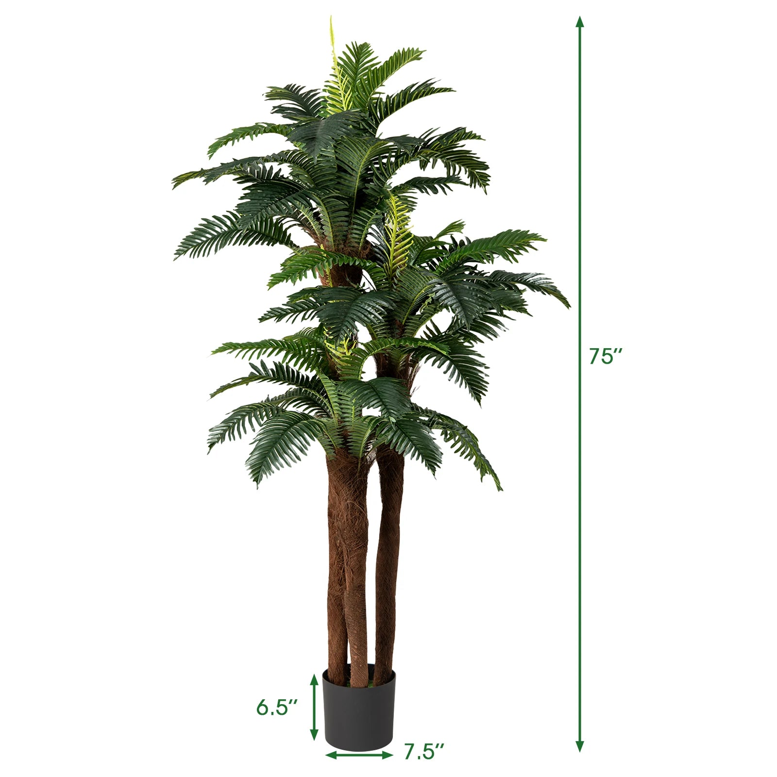 2 Pack Artificial Palm Tree 6. 3 ft Tall Fake Tropical Plant w/ 3 Real Barks